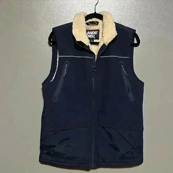 Lands End Faux Sherpa Vest, Size S (34-36)  Waterproof - Picture 3 of 6